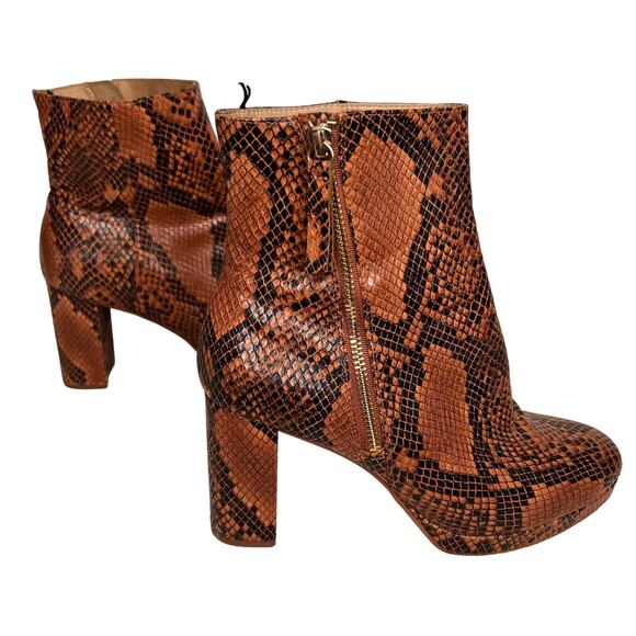 H&M Ankle Boots Chunky Snakeskin Print Block Heel Side Zip Height Size 8 1/2 - Picture 3 of 11